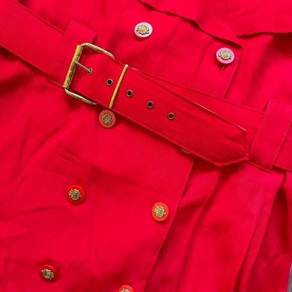 Vintage 80s Super Mini Coat Dress Double Breasted Ruffle Cape Suit Jackson - Picture 6 of 11